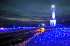 ７色に輝く「恋する灯台」　飯岡灯台で冬のライトアップがスタート！